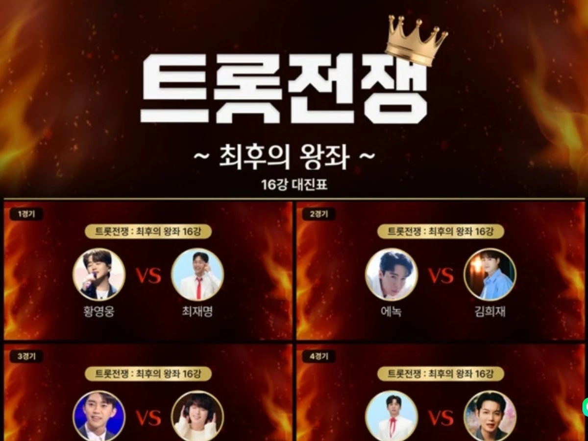 임영웅 vs 이찬원 16강 정면충돌… '트롯 전쟁' 왕좌 향한 치열한 투표전