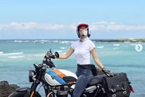 오정연, 트둥이와 함께 가을 제주 만끽... 바이크 라이딩 속 '자유분방+늘씬 뒤태' 매력