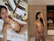 严泰雄的妻子尹惠珍，公开了经过芭蕾舞锻炼的比基尼身材……肋骨清晰可见的极致纤细身材