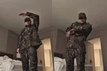 BTS Jungkook·V Wear Military Uniform for New Song 'SWIM' Challenge…Sharp Visuals Catch Attention
