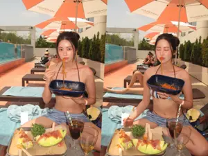 '다이아 출신' 기희현, 파격 비키니 입고 스파게티 반전 먹방