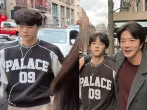 '180cm 훌쩍' 권상우·손태영 아들 룩희, 뉴욕 쇼핑 포착