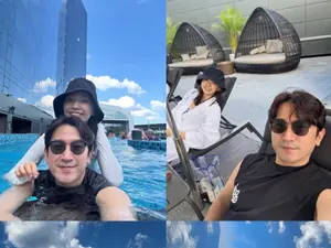 '둘째 득녀→분가' 이민우 이아미 부부, 수영장서 포착된 달달 근황