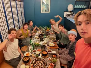 BTS 朴智旻，在伦敦托特纳姆演出后与成员聚餐三层五花肉