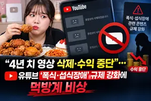 유튜브 섭식장애·폭식 가이드라인 강화…먹방 유튜버 수익 창출 중단 대란