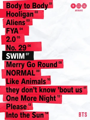 BTS, Regular 5th Album 'Arirang' Tracklist Inilabas… Title Track 'Swim' Kumpirmado