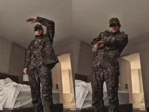 BTS Jungkook·V Wear Military Uniform for New Song 'SWIM' Challenge…Sharp Visuals Catch Attention