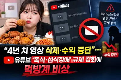 유튜브 섭식장애·폭식 가이드라인 강화…먹방 유튜버 수익 창출 중단 대란