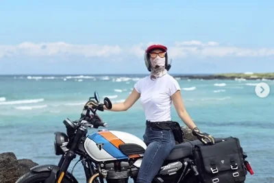 오정연, 트둥이와 함께 가을 제주 만끽... 바이크 라이딩 속 '자유분방+늘씬 뒤태' 매력