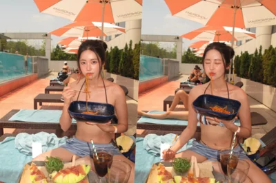 '다이아 출신' 기희현, 파격 비키니 입고 스파게티 반전 먹방
