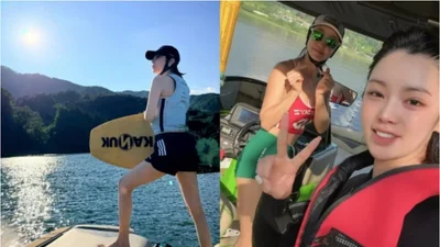 '만 34세' 리지, 가평서 최여진과 시원한 수영장 데이트… 시선 강탈 각선미