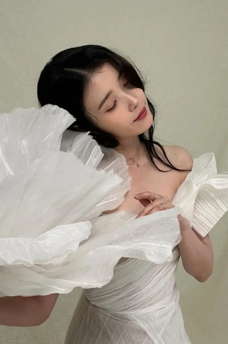 아이유 드레스 자태